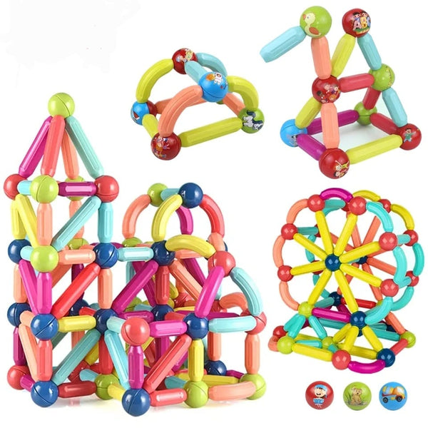 Blocos de Brinquedo Magnéticos - Bolas Magnéticas Educacionais